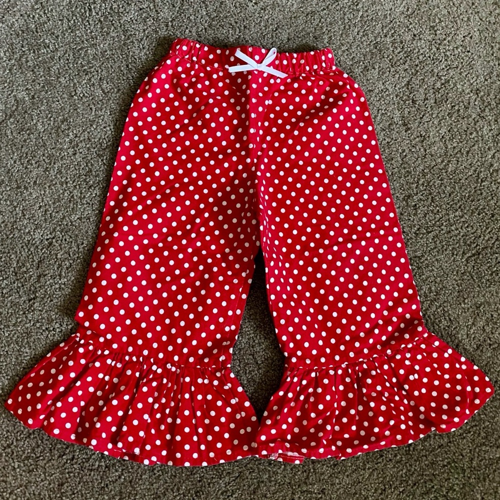 Red Polka Dot Ruffle Pants
